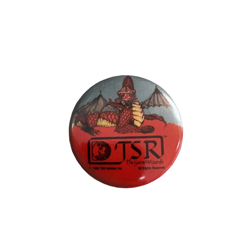 TSR Hobbies Logo Red Dragon Button/Pin 1980 Sutherland Holmes Dungeons & Dragons